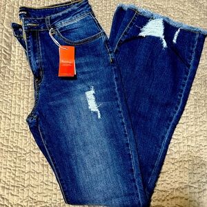 FLAMINGO DISTRESSED FLARE JEANS